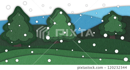 Christmas tree paper cut illustration 120232344