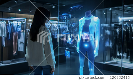 Fashion images shown on a holographic display 120232415