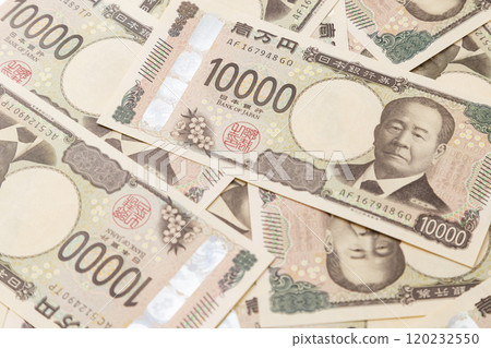 很多1萬日元的鈔票 很多1萬日元的鈔票 120232550
