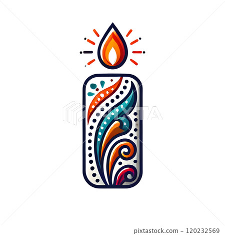 Decorative candle vector with colorful floral patterns 120232569
