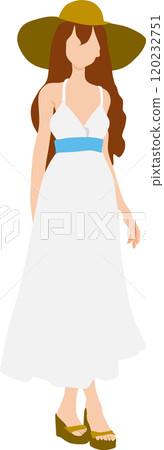 Illustration of a woman wearing summer clothes 120232751