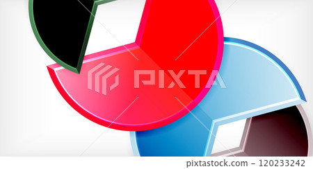 Glass reflective geometric round shapes background. Vector Illustration For Wallpaper, Banner, Background, Card, Book Illustration, landing page 120233242