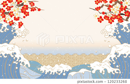 Scenery with ocean Wave background illustration 120233268