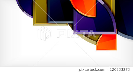 Abstract background - circles and round triangles with 3d effect. Vector Illustration For Wallpaper, Banner, Background, Card, Book Illustration, landing page Abstract background - circles and round triangles with 3d effect. Vector Illustration For Wallpaper, Banner, Background, Card, Book Illustration, landing page 120233273