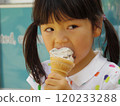 Girl eating ice cream 120233288
