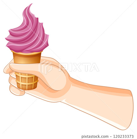 Hand Holding Ice Cream Cone 120233373