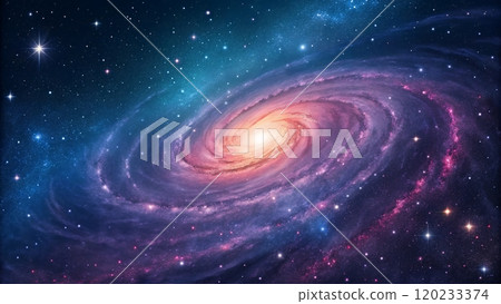 Majestic View of a Spiral Galaxy in space 120233374
