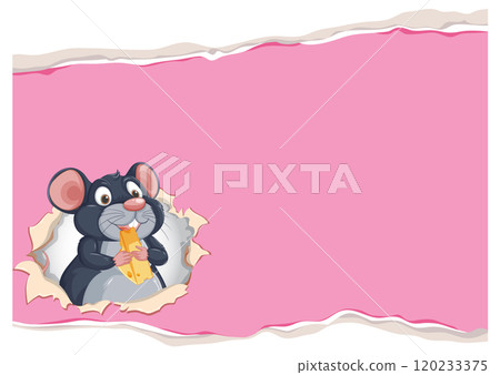 Cheerful Mouse with Cheese Illustration 120233375