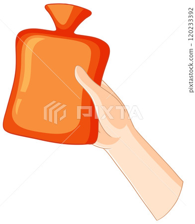 Hand Holding a Hot Water Bottle 120233392