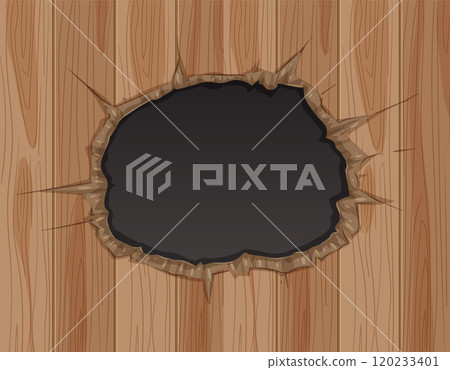 Broken Wooden Wall with Dark Hole Broken Wooden Wall with Dark Hole 120233401