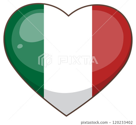 Heart-Shaped Italian Flag Illustration 120233402
