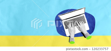 Person using a laptop computer Person using a laptop computer 120233757