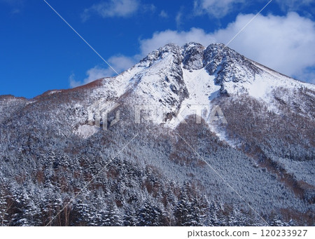 Mount Nikko Shirane in winter as seen from Marunuma Plateau Mount Nikko Shirane in winter as seen from Marunuma Plateau 120233927