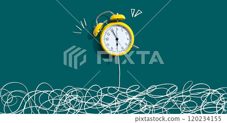 Alarm clock with chaos and confusion theme 120234155