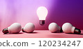 One out unique idea light bulb - 3D 120234247