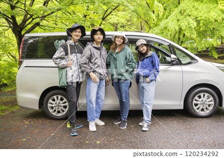 A group of men and women going out to the mountains with friends Outdoor Graduation trip image A group of men and women going out to the mountains with friends Outdoor Graduation trip image 120234292