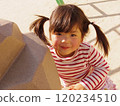 Girls playing with park play equipment 120234510