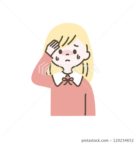一個感冒的女孩的插圖 一個感冒的女孩的插圖 120234652