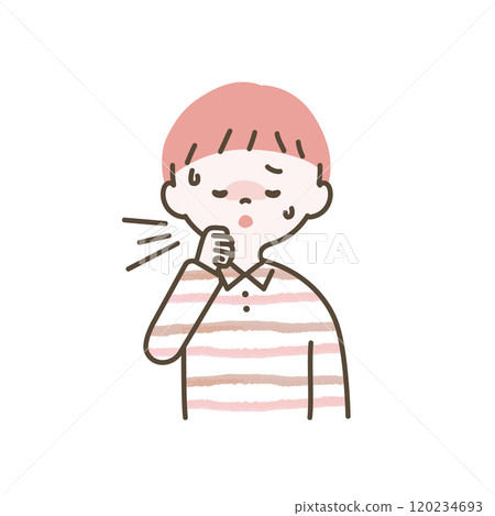 Illustration of a boy coughing 120234693