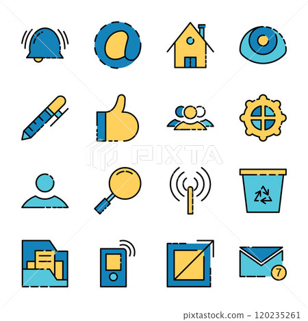 Filled Line Icon Set of Business Office Work Profile Setting Filled Line Icon Set of Business Office Work Profile Setting 120235261
