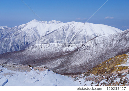 The ridgeline of Ura-Nasu as seen from Mt. Chausu in winter 120235427