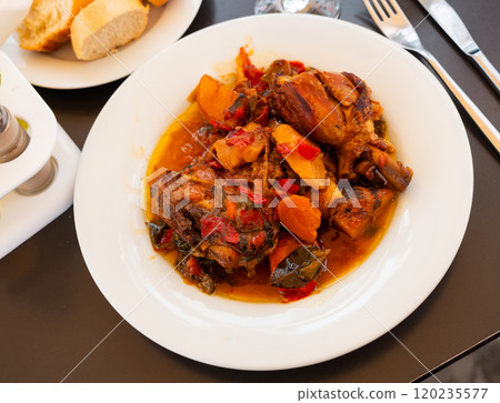 Chicken with stewed vegetables and potatoes Chicken with stewed vegetables and potatoes 120235577