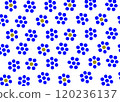 可愛的花朵圖案背景，藍色和黃色 120236137