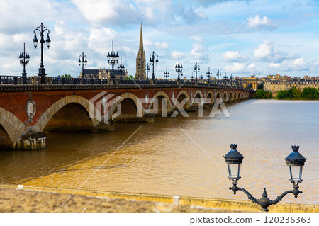 Bordeaux river bridge with St Michel cathedral. France Bordeaux river bridge with St Michel cathedral. France 120236363
