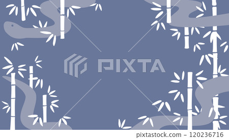 Snake and bamboo frame material (navy blue background, white bamboo) 120236716