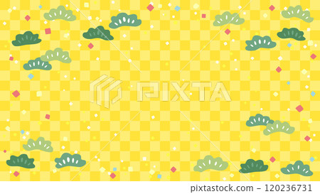 Cute pine frame material (yellow checkered background) 120236731