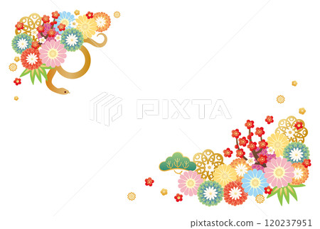 蛇年 - 新年卡片模板 - 3 個向量 120237951