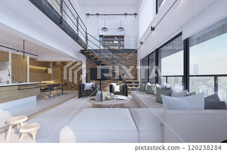 Bright, spacious loft-style living room Bright, spacious loft-style living room 120238284