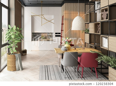 Modern kitchen interior design. 120238304