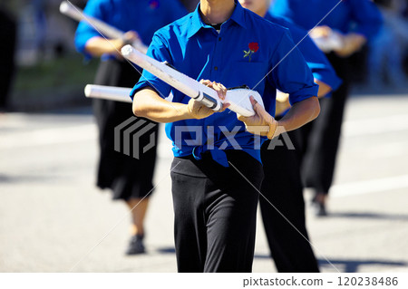 Marching band parade musical instruments rifle 120238486