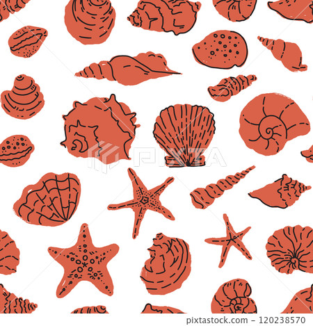 Starfish and Shells Vector Illustration - Stock Illustration [120238570 ...