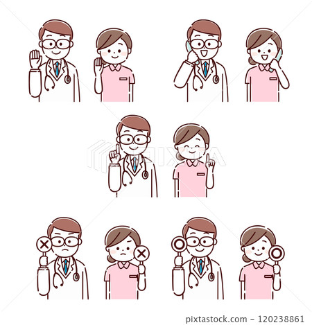 Doctor and nurse upper body pose 120238861