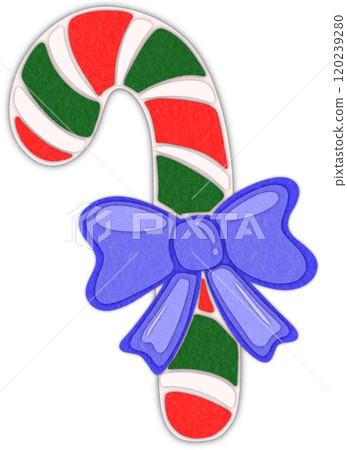 candy cane Christmas paper cut illustration 120239280
