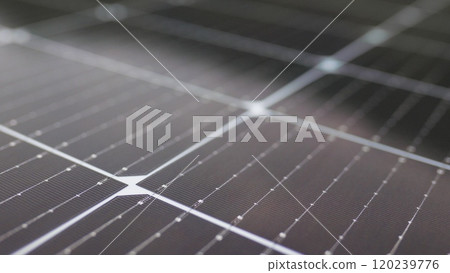 Photovoltaic solar panel extreme close up. Solar panel, photovoltaic, alternative electricity source. Close-up Photovoltaic energy station at home. Solar panels on the roof 120239776
