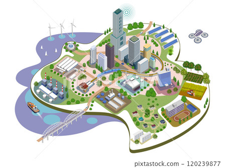 Illustrations of the streetscape of a smart city that continues to evolve with AI (variations available) Illustrations of the streetscape of a smart city that continues to evolve with AI (variations available) 120239877