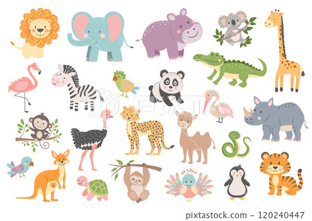 Tropical cute animal set.  120240447