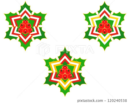 Christmas colored holly ornaments 2 Christmas colored holly ornaments 2 120240538