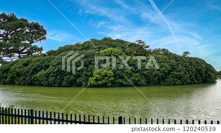 A park with a pond The newest keyhole-shaped tumulus in the Mozu Tomb Group 120240539