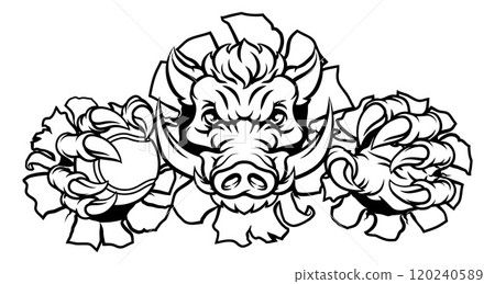 Boar Wild Hog Razorback Warthog Pig Tennis Mascot 120240589