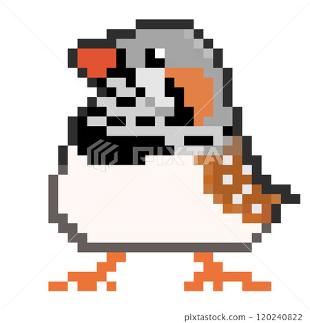 Pixel art Animal illustration Male zebra finch Normal color 120240822