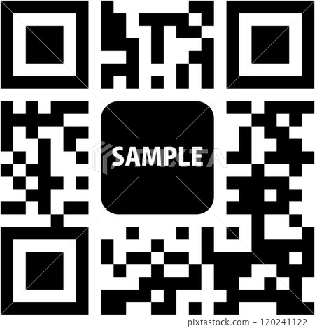 Dummy QR code black with SAMPLE text 120241122