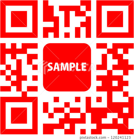 Dummy QR code red with SAMPLE text 120241123