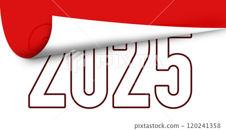2025 New year text concept on a red background concept series  120241358