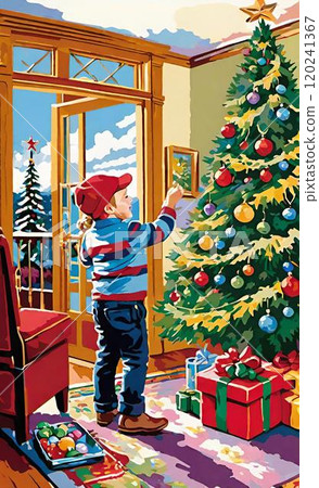 聖誕樹和男孩 120241367