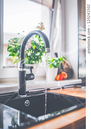 Water tap with running water 120241502