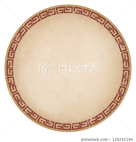 Chinese style circular frame, old paper style, grunge, vintage 120242194